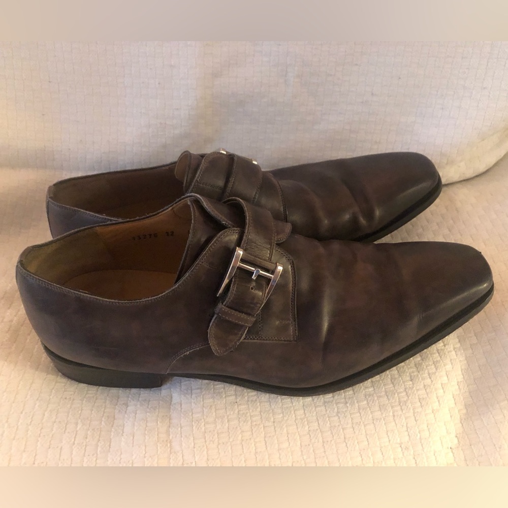 Magnanni Marco Gray Monk Strap Shoes Size 12 Made in Spain